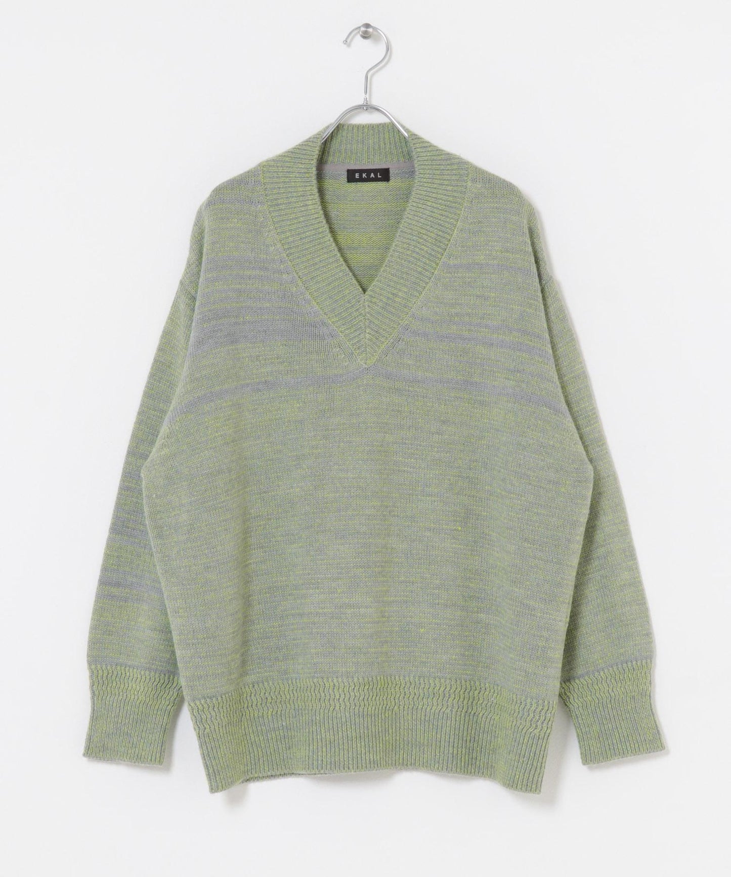 V領寬鬆條紋針織衫