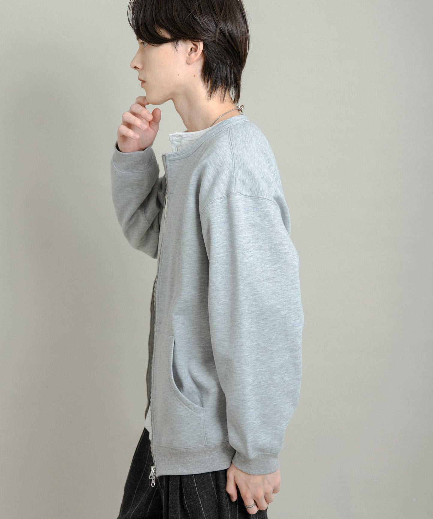 加絨圓領拉鍊衛衣