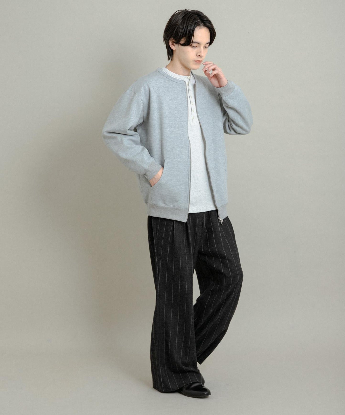 加絨圓領拉鍊衛衣