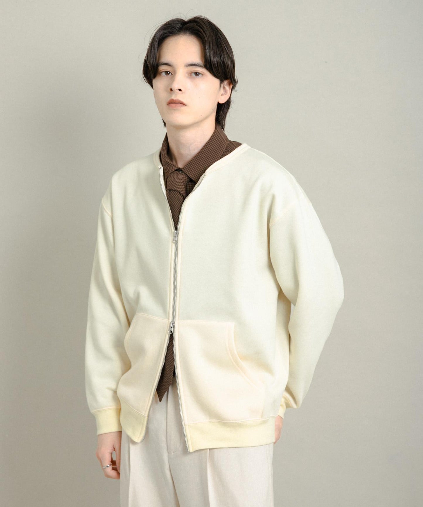 加絨圓領拉鍊衛衣