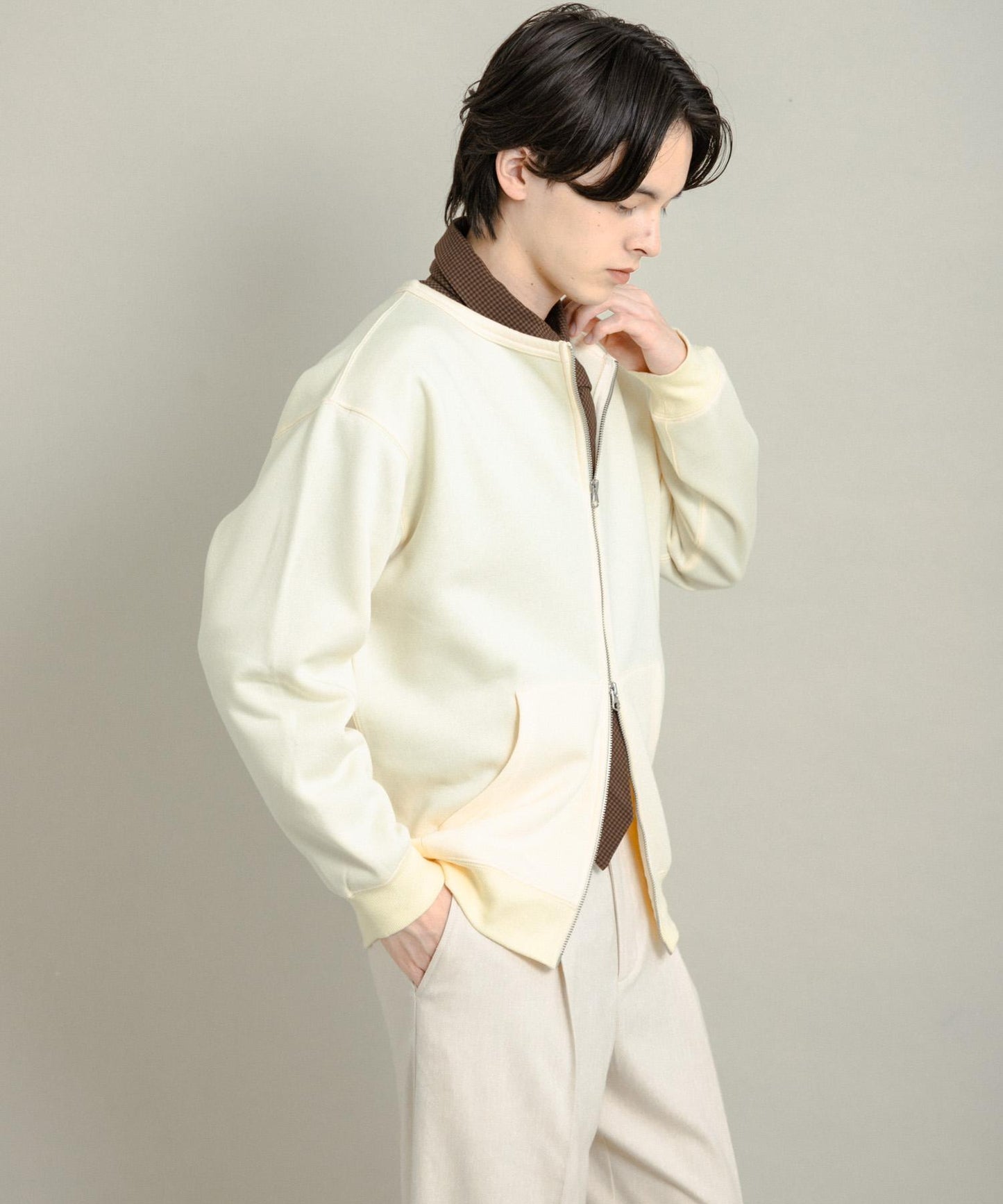 加絨圓領拉鍊衛衣