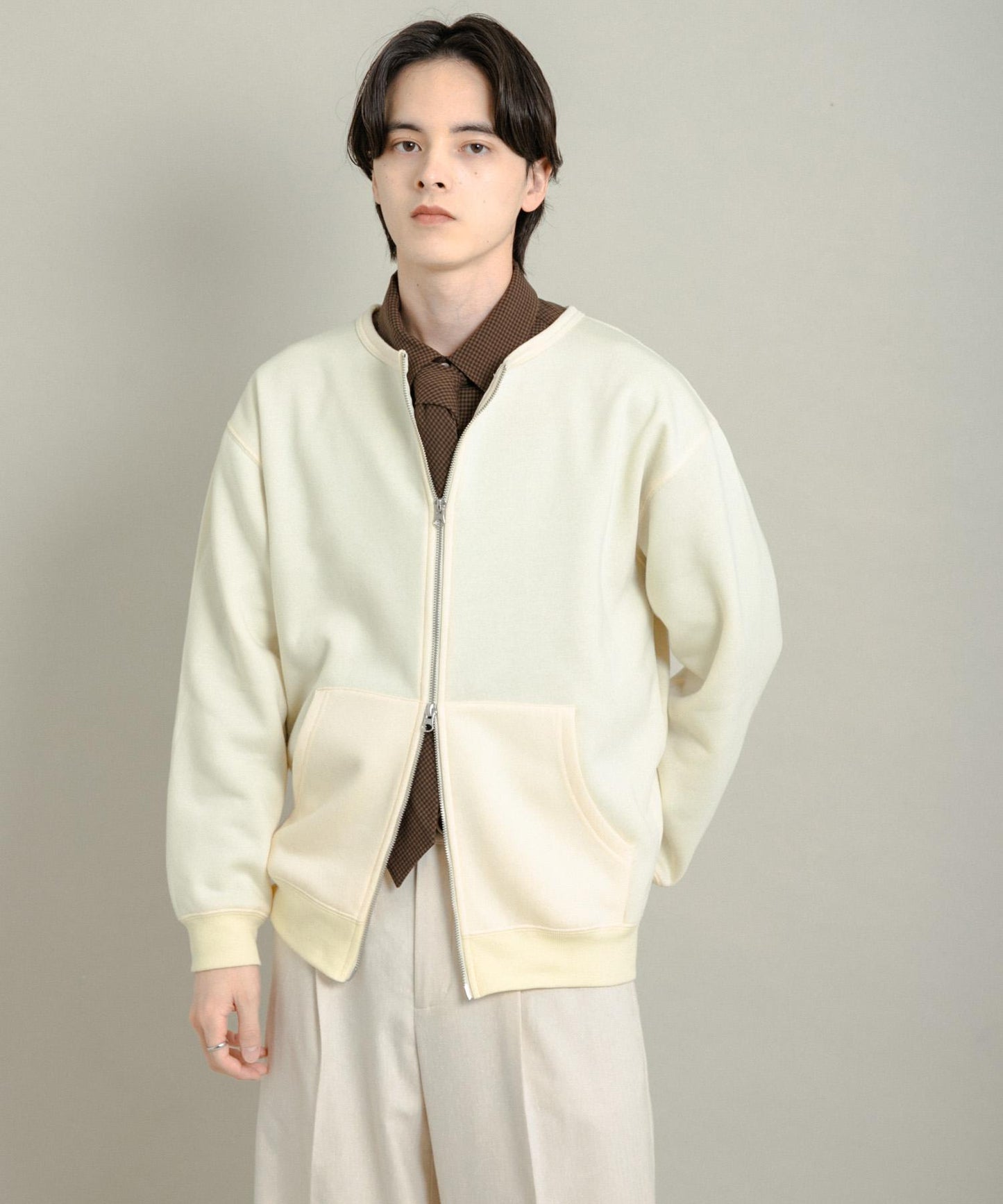 加絨圓領拉鍊衛衣