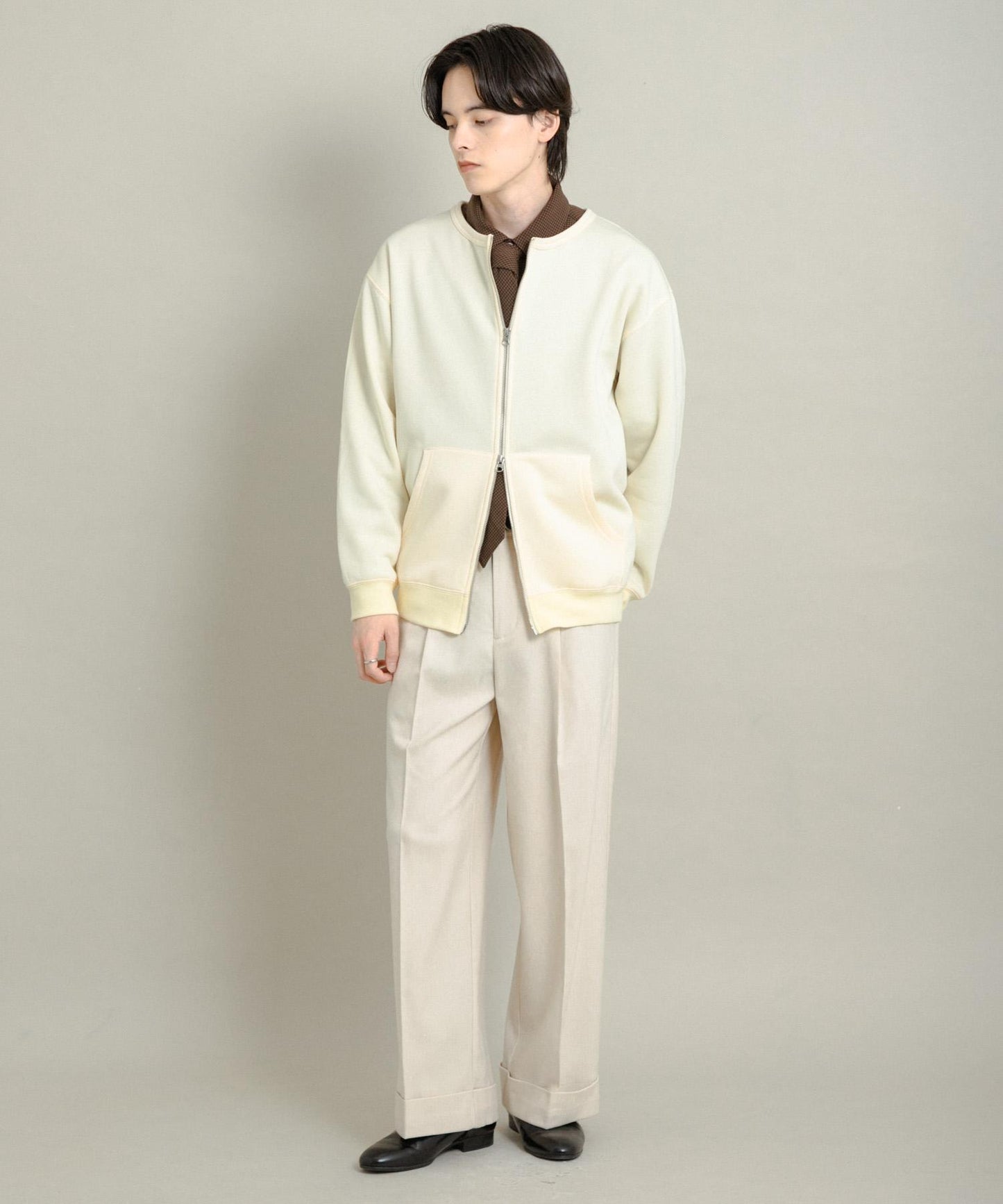 加絨圓領拉鍊衛衣