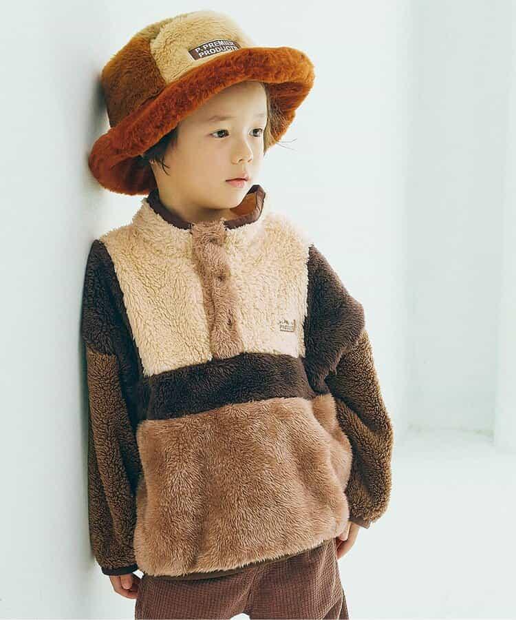 拼色仿皮草抓絨套頭衫