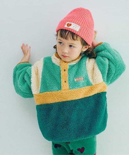 拼色仿皮草抓絨套頭衫