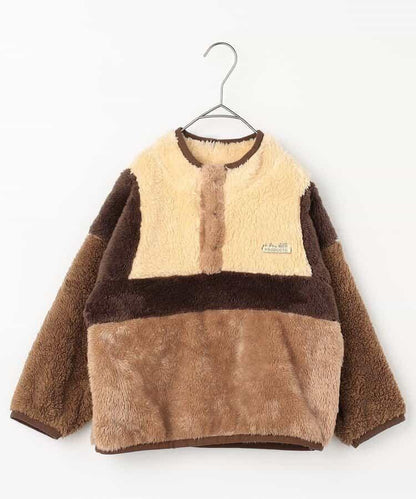 拼色仿皮草抓絨套頭衫