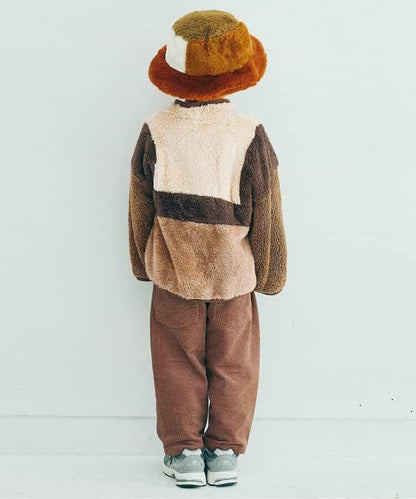 拼色仿皮草抓絨套頭衫