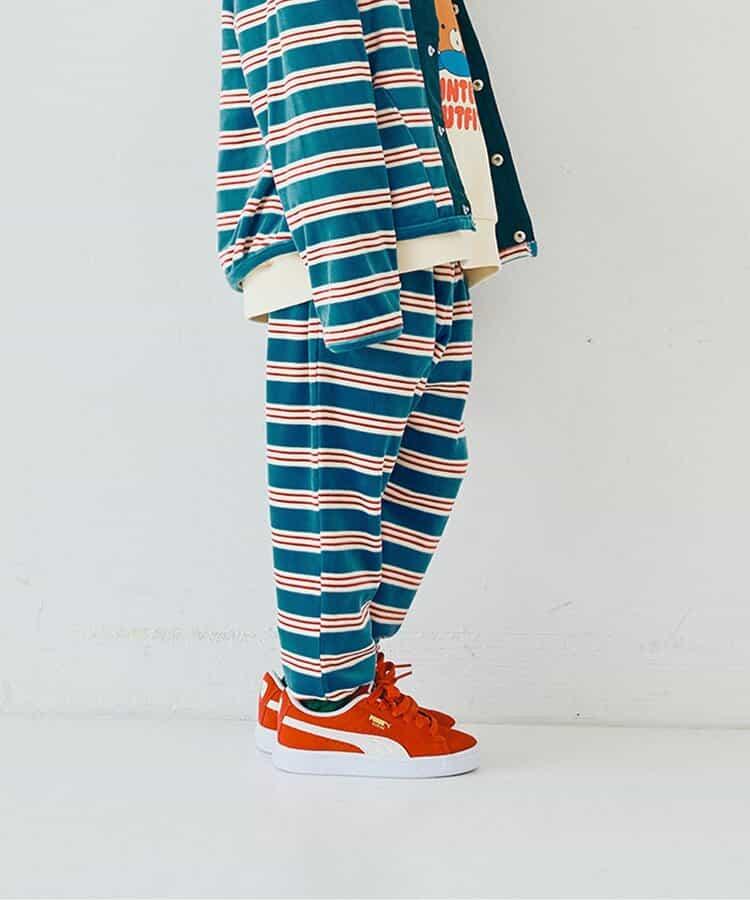 天鵝絨觸感柔軟起毛抓絨保暖打褶長褲 Link