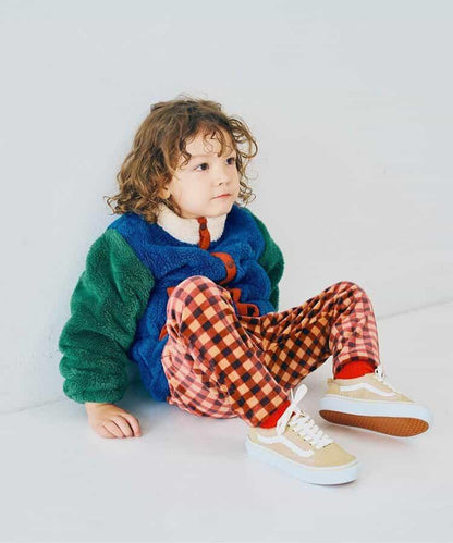 天鵝絨觸感柔軟起毛抓絨保暖打褶長褲 Link