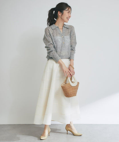 【La boutique BonBon】馬海毛混紡透視針織POLO衫