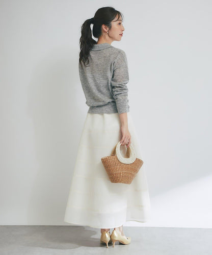 【La boutique BonBon】馬海毛混紡透視針織POLO衫