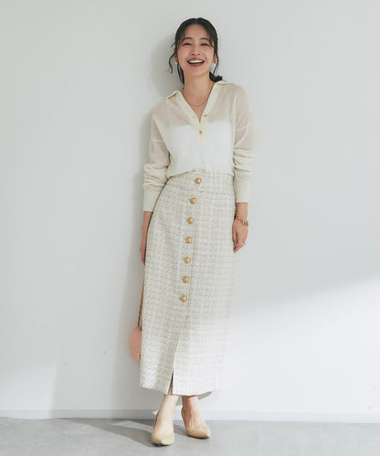 【La boutique BonBon】馬海毛混紡透視針織POLO衫