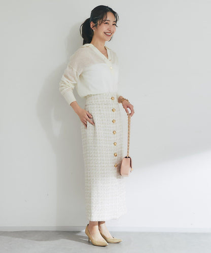 【La boutique BonBon】馬海毛混紡透視針織POLO衫