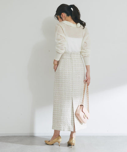 【La boutique BonBon】馬海毛混紡透視針織POLO衫