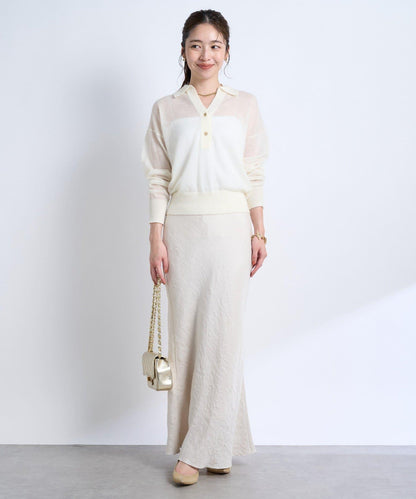 【La boutique BonBon】馬海毛混紡透視針織POLO衫