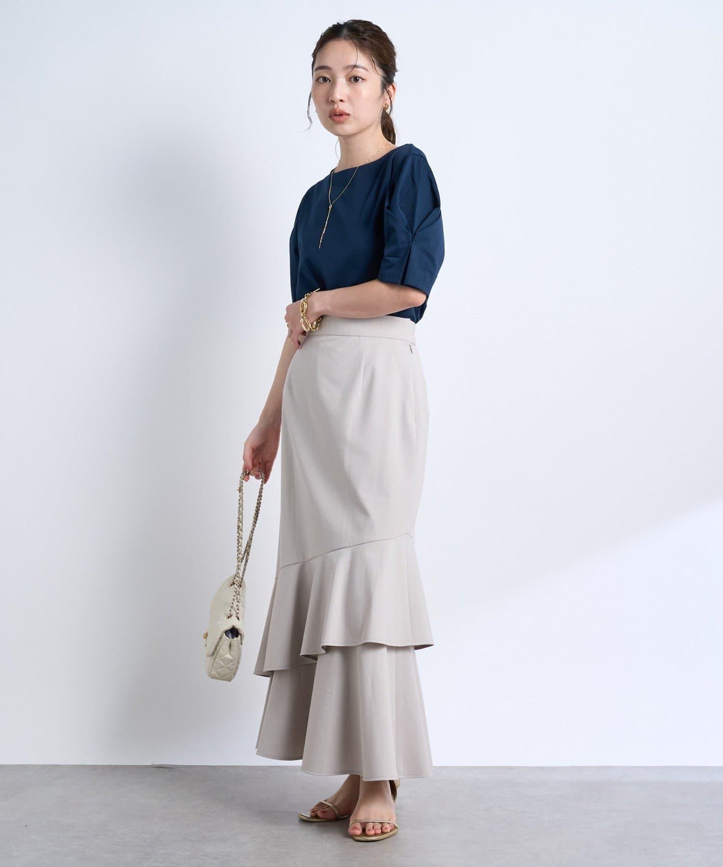 褶袖設計 針織上衣