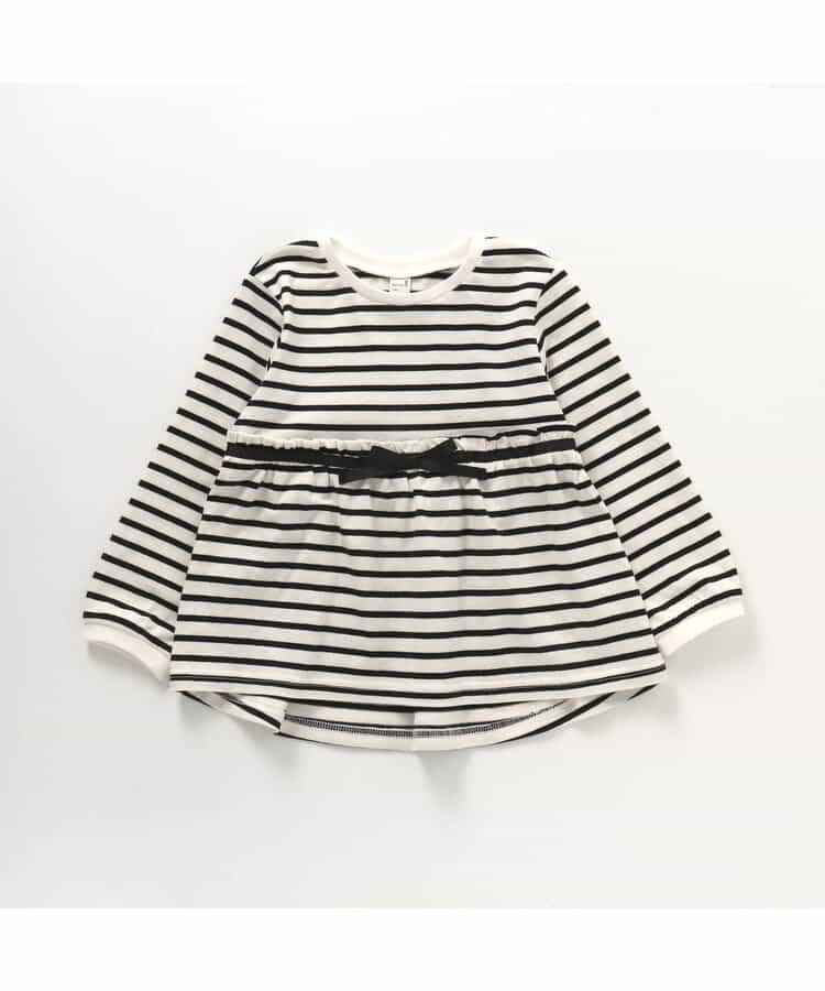 蝴蝶結條紋荷葉邊T恤