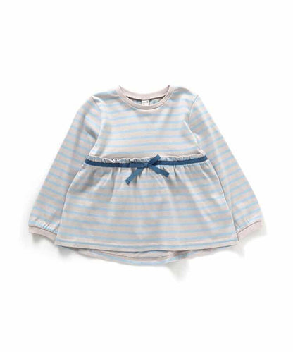 蝴蝶結條紋荷葉邊T恤