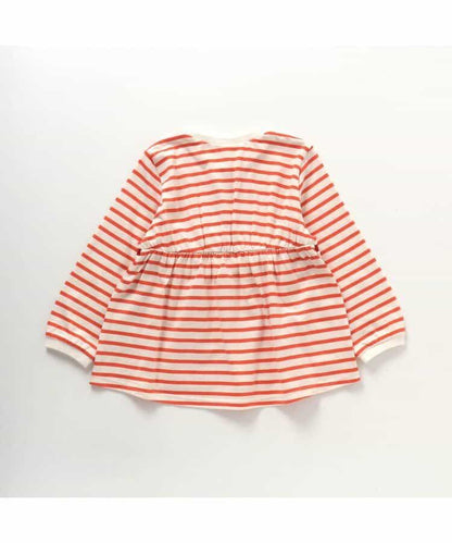 蝴蝶結條紋荷葉邊T恤