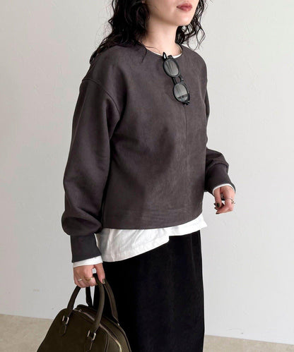 仿麂皮面料套頭衫