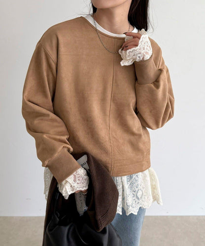 仿麂皮面料套頭衫