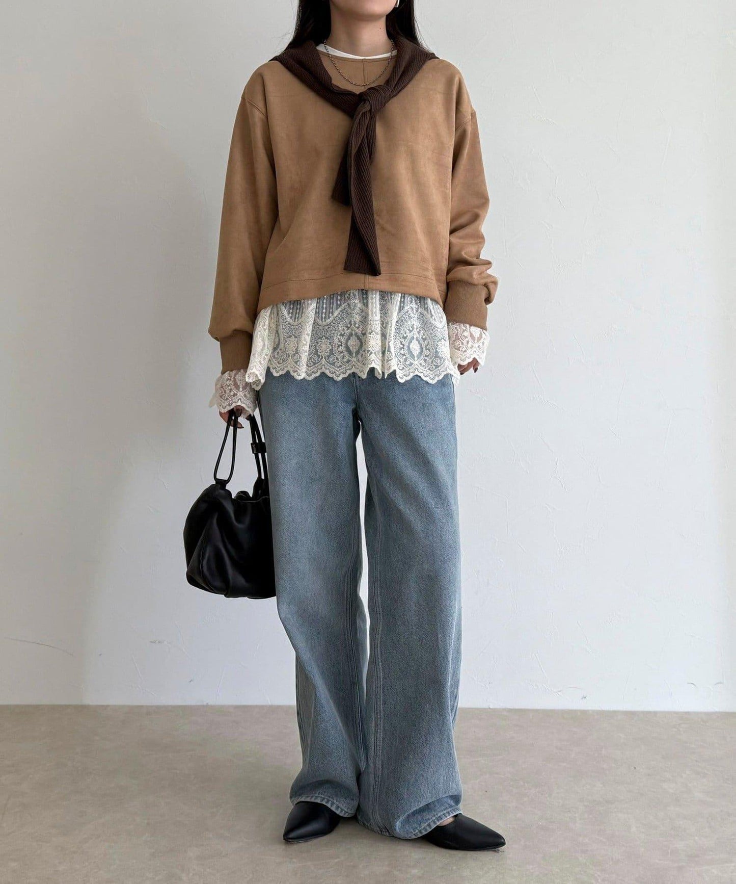 仿麂皮面料套頭衫