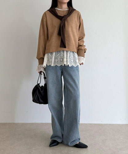 仿麂皮面料套頭衫