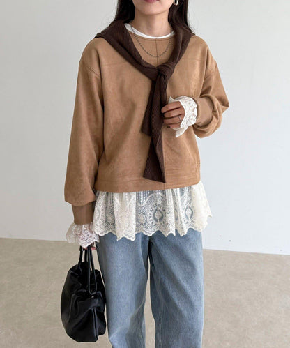 仿麂皮面料套頭衫