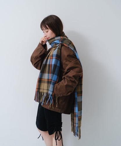 格紋流蘇圍巾