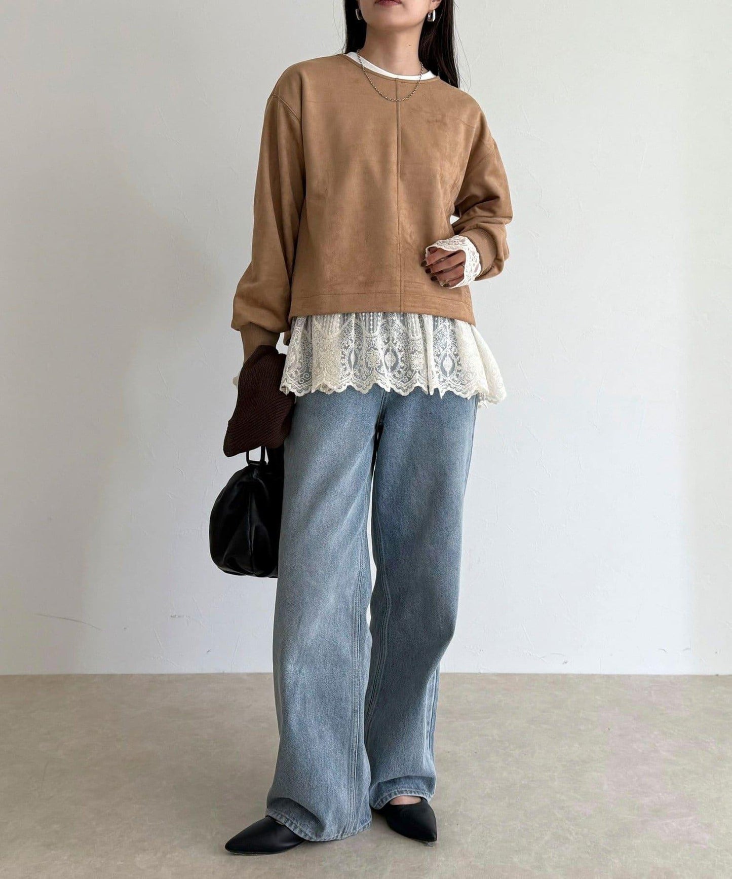 仿麂皮面料套頭衫