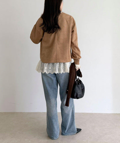 仿麂皮面料套頭衫