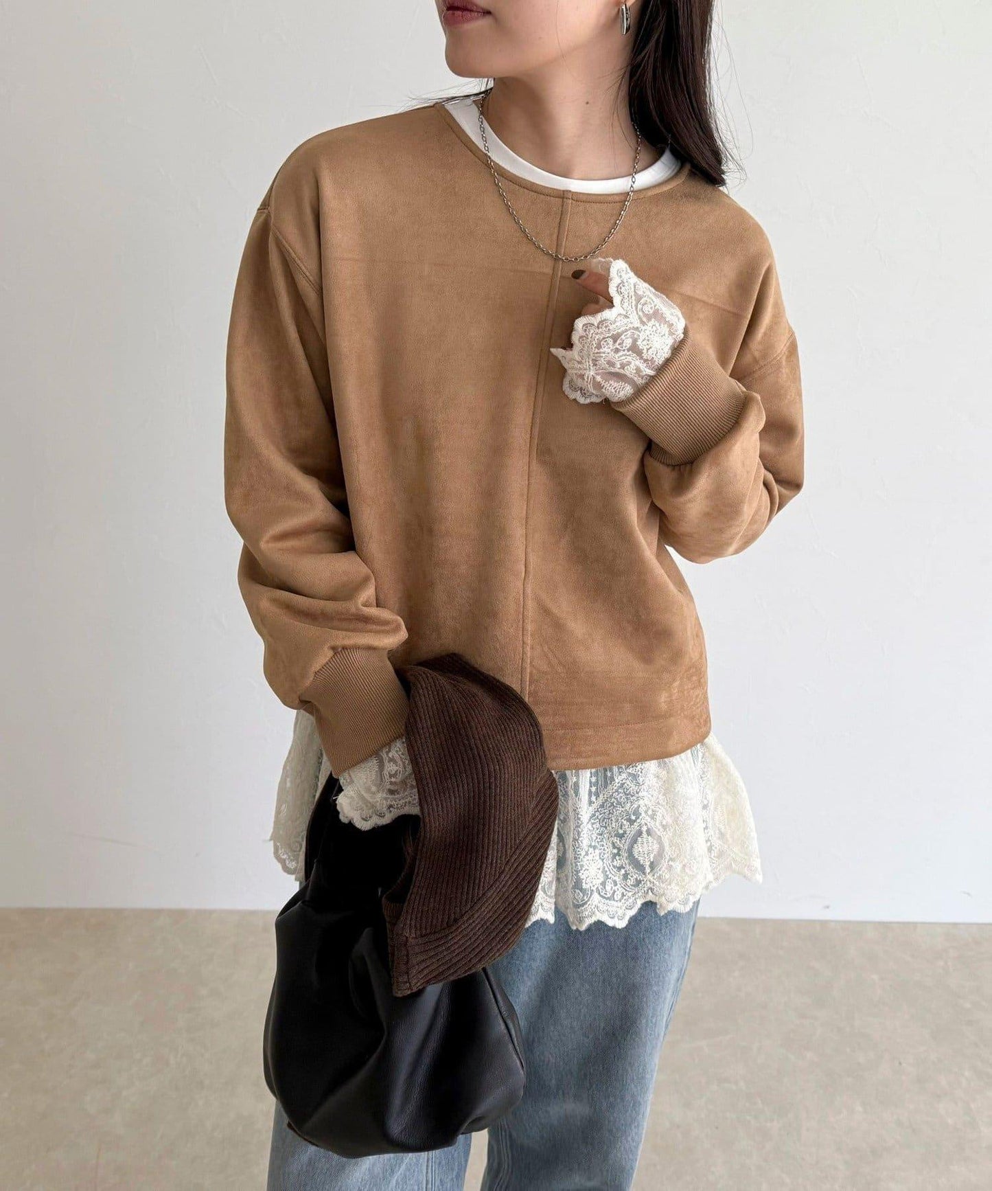 仿麂皮面料套頭衫