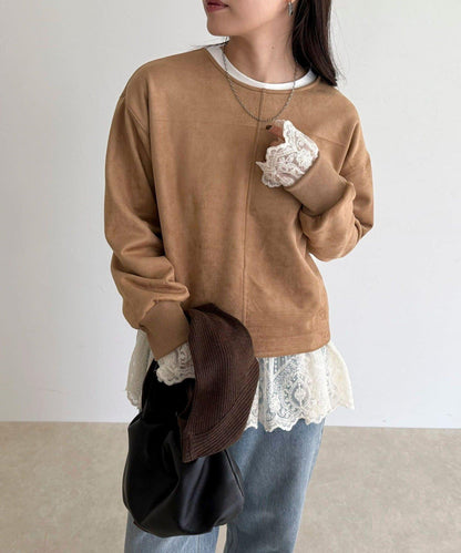 仿麂皮面料套頭衫