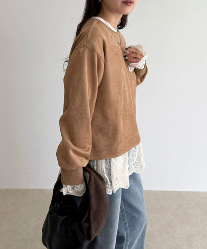 仿麂皮面料套頭衫