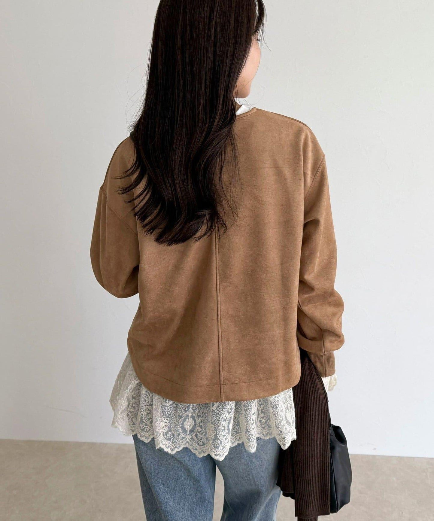 仿麂皮面料套頭衫