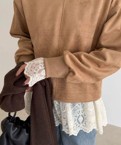 仿麂皮面料套頭衫