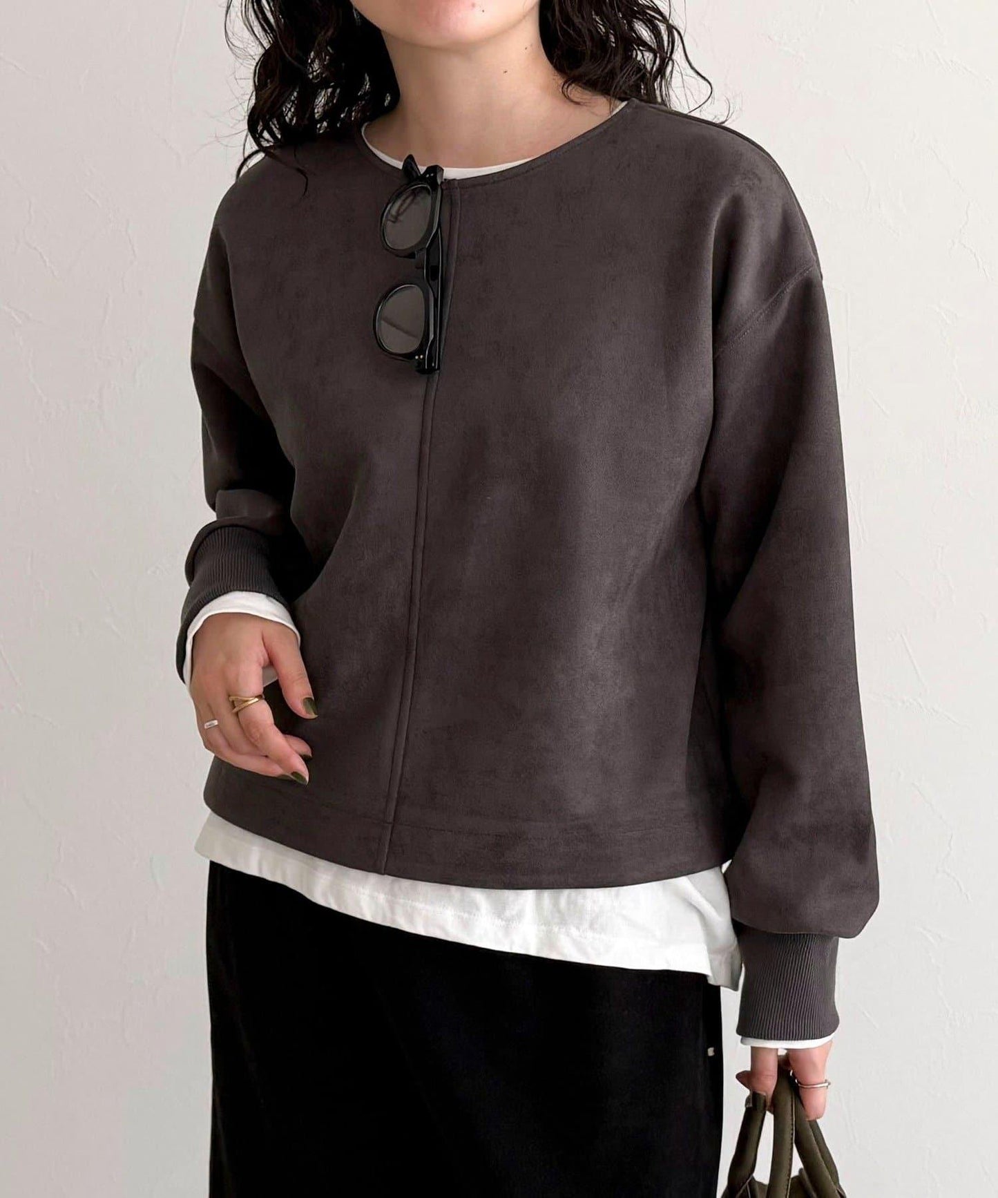 仿麂皮面料套頭衫