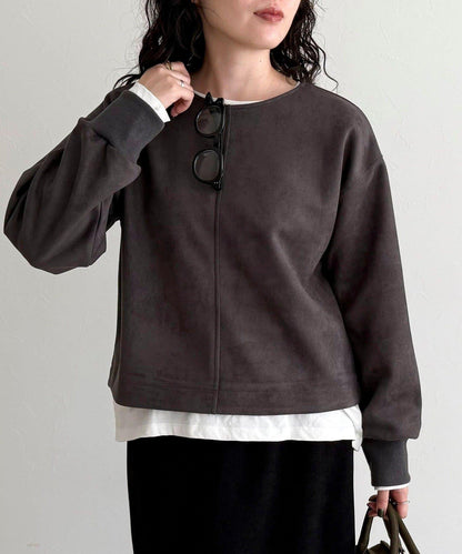 仿麂皮面料套頭衫