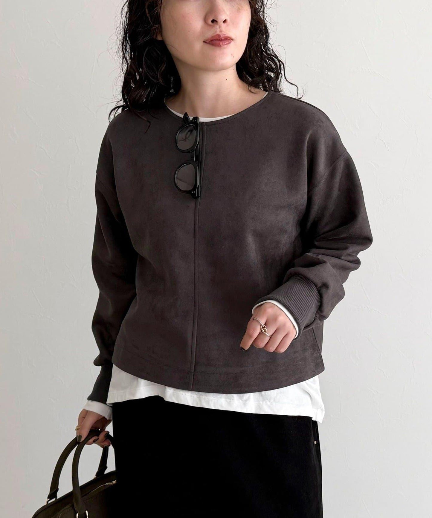 仿麂皮面料套頭衫