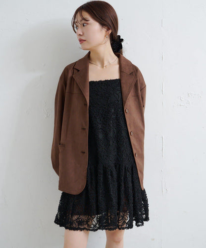 羽毛感蕾絲長款上衣