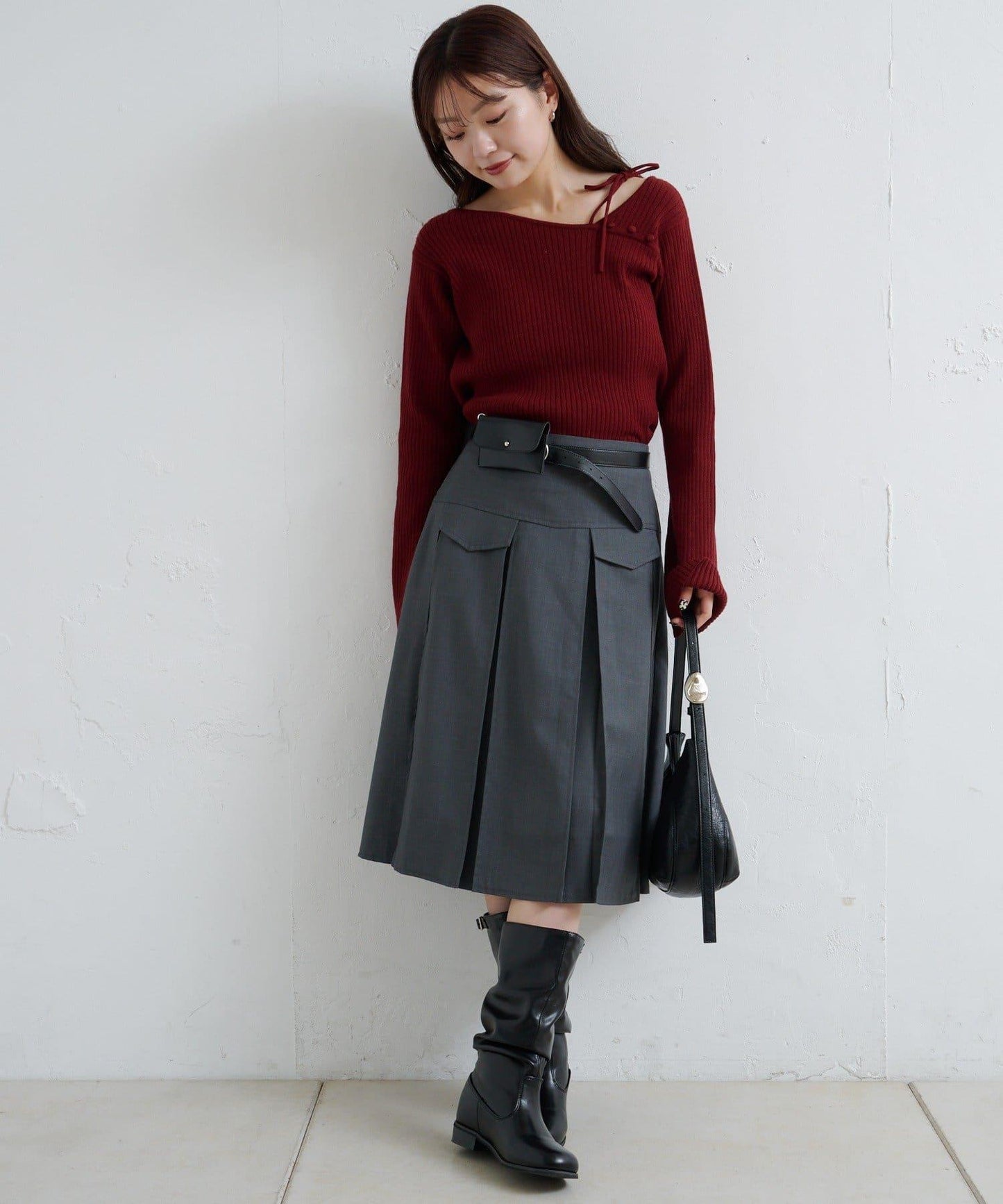 【/4色可選】設計感羅紋針織衫