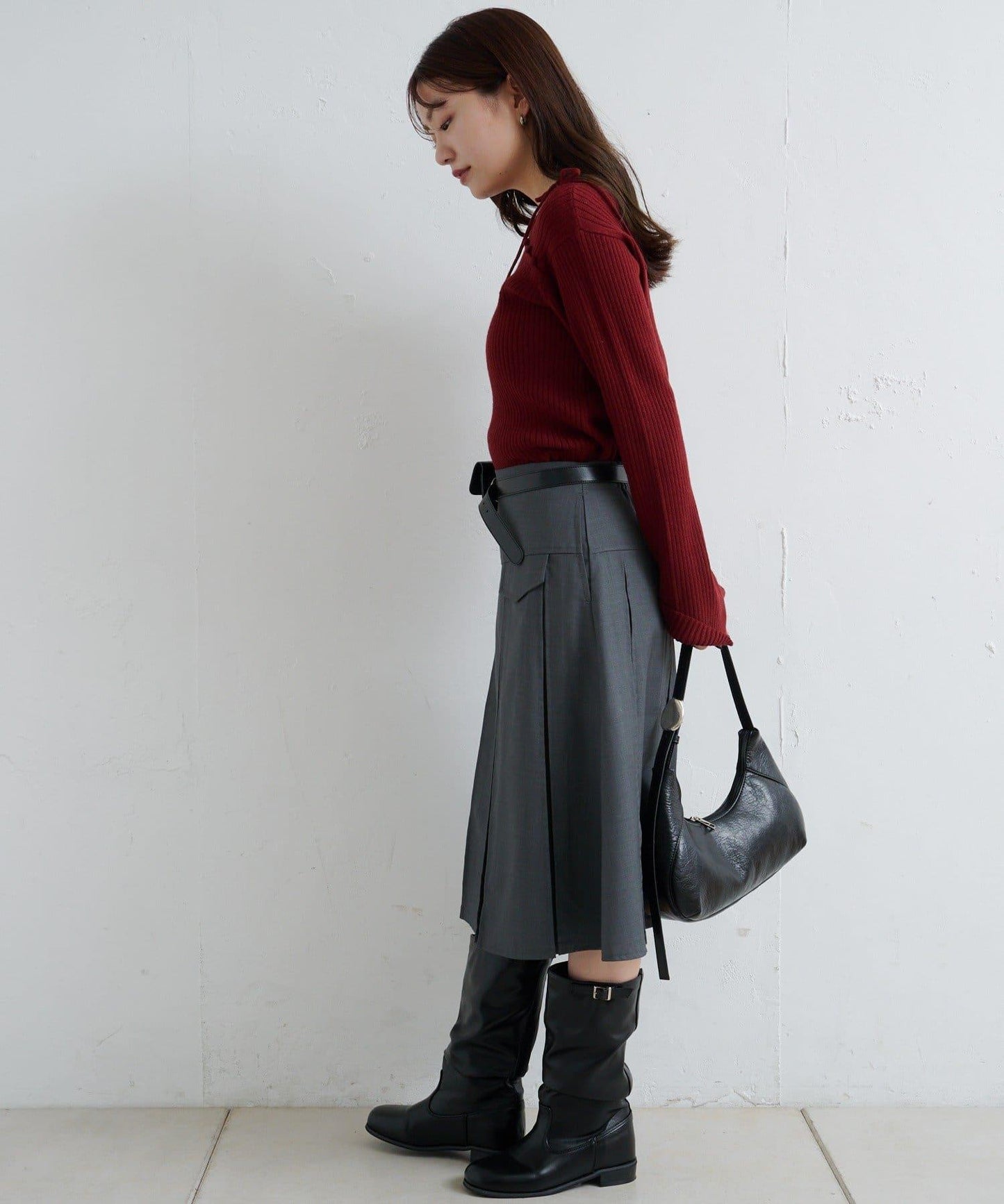 【/4色可選】設計感羅紋針織衫