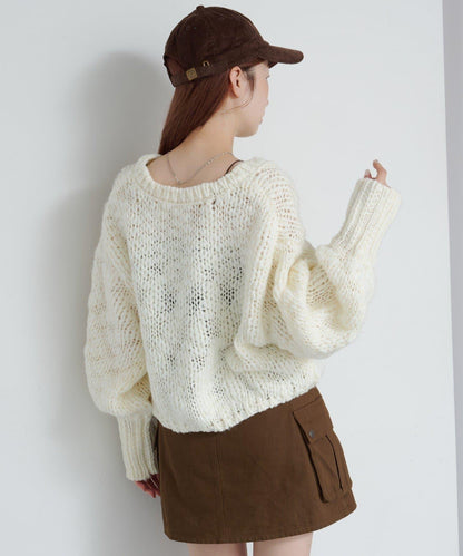 寬鬆粗線針織開衫