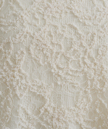 羽毛感蕾絲長款上衣