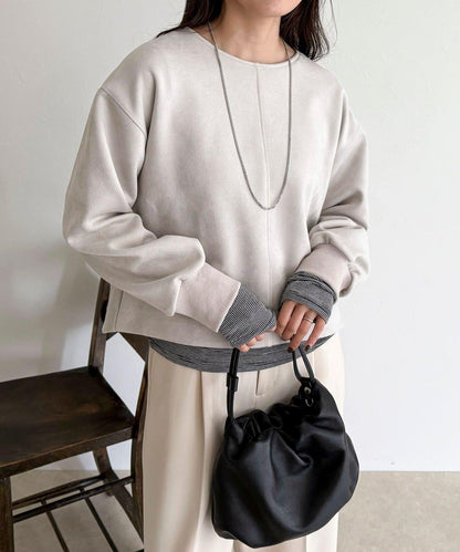 仿麂皮面料套頭衫