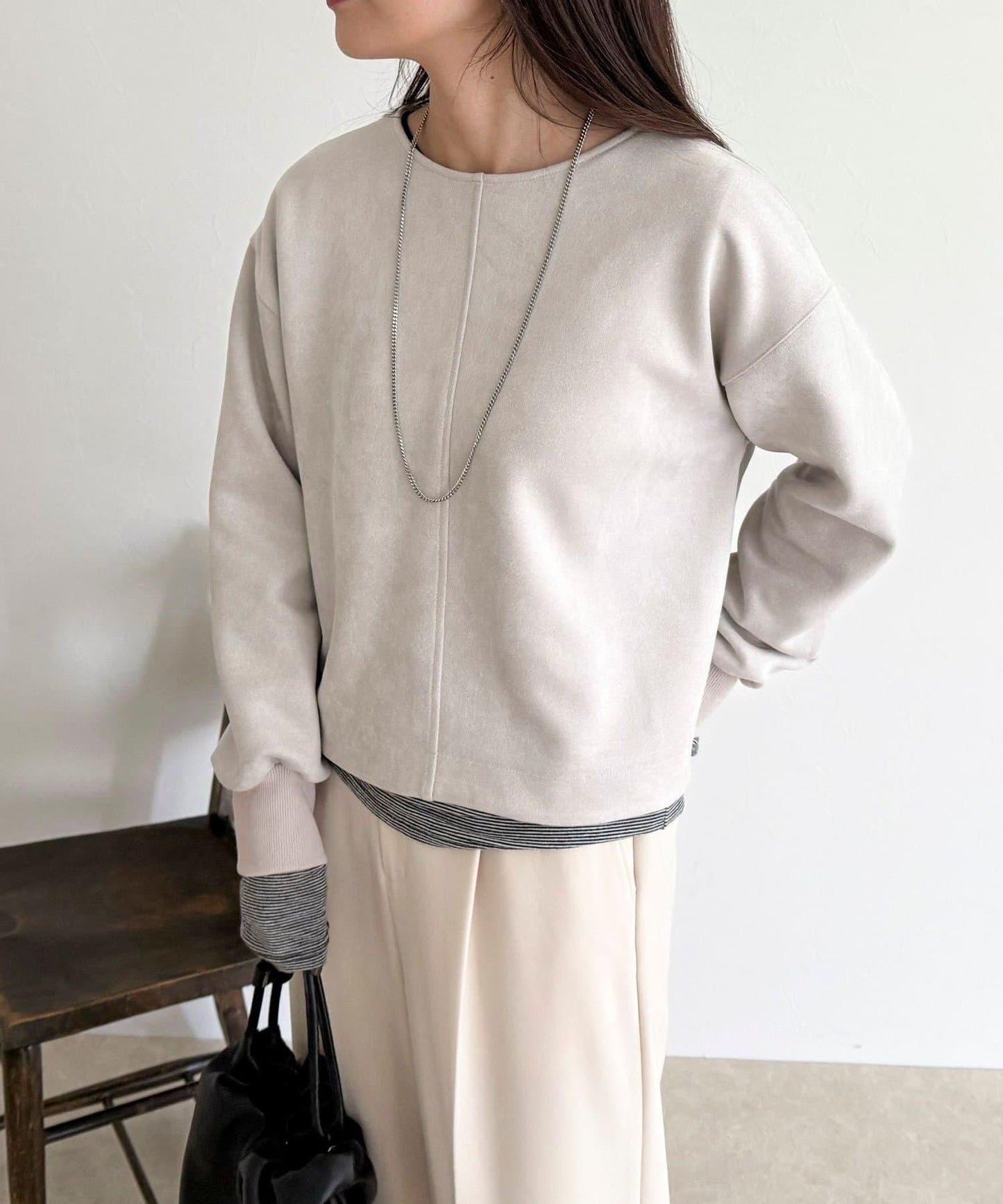 仿麂皮面料套頭衫