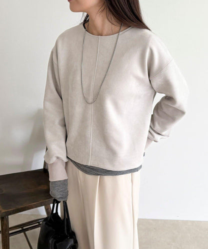 仿麂皮面料套頭衫