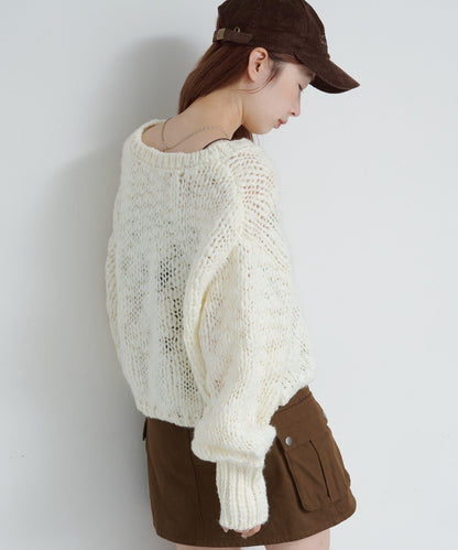 寬鬆粗線針織開衫