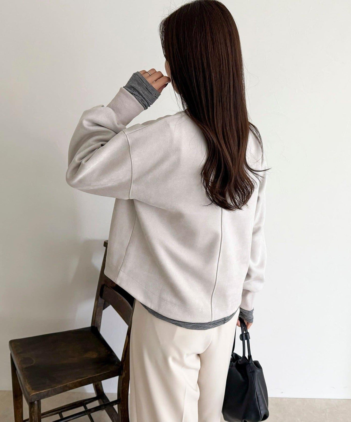 仿麂皮面料套頭衫