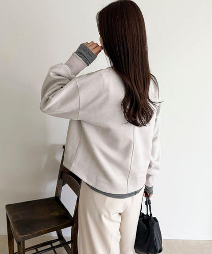 仿麂皮面料套頭衫